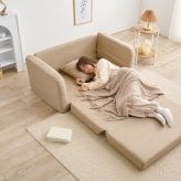 ソファベッド ソファ くすみ かわいい お昼寝 肘リクライニング コンパクトソファ 1台2役 クッション付き 2人掛け 長時間 疲れにくい ふわっと弾力 分厚いクッション 座り心地 生地 可愛い 4色 一人暮らし 新生活 幅110cm 折りたたみ 淡色