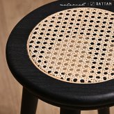 ダイニング家具 スツール カゴメ編み ラタン ラタンスツール 籐椅子 チェア 木製 スペース チーク 無垢材 ラタンチェア 軽い おしゃれ モダン リビング 玄関 ダイニングチェア 椅子 北欧 ジャパンディ ブラック 韓国インテリア
