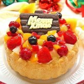 クリスマスフルーツアイスケーキ【4～7号】 ［クリスマスケーキ クリスマスデコレーション クリスマスフルーツケーキ］