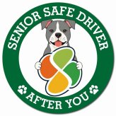 カーサイン 高齢者マーク SENIOR SAFE DRIVER アメリカンスタッフォードシャーテリア マグネット 強力 直径13cm 肉球 日本製 車 ステッカー