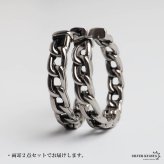 ステンレス 喜平チェーンピアス フープピアス 大きめ シルバー 燻し かっこいい 存在感 アンティーク プチプラ 両耳2点セット つけっぱなしok メンズ 男性 金属アレルギー対応 イヤリング