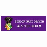 カーサイン 高齢者マーク SENIOR SAFE DRIVER ベルジアングリフォン ステッカー シール 長方形 20x6.7cm 肉球 日本製 車