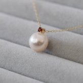 ［pearl597］ 8mm - 8.5mm ホワイトピンク ペンダント ネックレス 1月 誕生石 ガーネット あこや真珠