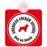 American Cocker Spaniel アメリカンコッカースパニエル ホワイト＆レッド 車 窓ガラス 吸盤タイプ DOG IN CAR かっこいい おしゃれ 犬 シルエット アメ雑風 カラフル ドッグインカー ドッグオンボード 安全対策 セーフティサイン デコ 外出 ドライブ カーサイン 吸盤