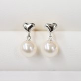 ［pearl305］ホワイトピンク 5.5mm - 6mm ハート ピアス あこや真珠 天草 熊本 日本産