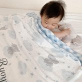【お名前入りブランケット】ぞう×ギンガムチェック柄 名入れ ギフト 出産祝い ニューボーン 誕生日 出産準備 撮影アイテム ベビーブランケット