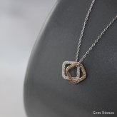 le lien carre.c ゴールド シルバー ネックレス シンプル 可愛い スクエア 四角 プチ つけっぱなし お洒落 レディース 18金 K18 地金 ダブル ペンダント ジュエリー アクセサリー プレゼント