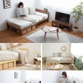 ベッド 寝具 すのこ シングル フレームのみ 木製 棚付き コンセント 北欧調 カントリー調 ナチュラルホワイトライトブラウン | フレーム