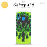 SCV43 Galaxy A30 SCV43 スマホケース ソフト カバー ファイヤー 炎 黒 緑 nk-scv43-tp1305