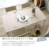 ダイニングテーブル 伸縮 ホワイト 幅120cm 2人用 4人用 コンパクト ワイド 食卓テーブル ヴィンテージ 木目調 スチール おしゃれ 省スペース 新生活