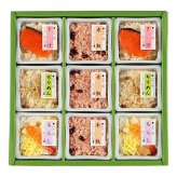 敬老の日 ギフト　 京・料亭 わらびの里  料亭一膳 炊き込み ご飯｜赤飯90g×3、 鮭ごはん・ちりめんごはん・ちらし寿司 各90g×2 ｜敬老の日メッセージ付【お届け期間：9月19日～9月21日】 遅めの お中元 ※沖縄・北海道は配送不可　送料無料
