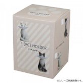 ピアスホルダー 白ネコ アクセサリースタンド 収納 エリザベスカラー デザイン マグネット式 おしゃれ かわいい 猫雑貨 インテリア 卓上 小物入れ プレゼント セトクラフト