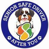 カーサイン 高齢者マーク SENIOR SAFE DRIVER セントバーナード マグネット 強力 直径13cm 肉球 日本製 車 ステッカー