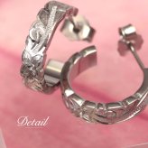 金属アレルギー フープピアス ハワイアンジュエリー 純チタン 誕生石 フープピアス カットアウト【M】 片耳購入可能 キャッチ シンプル 20G(ゲージ) BY THE TIEA バイザシー ギフト ハロウィン 【品番：TIE109】