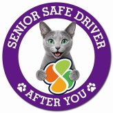 カーサイン 高齢者マーク SENIOR SAFE DRIVER ロシアンブルー マグネット 強力 直径13cm 肉球 日本製 車 ステッカー