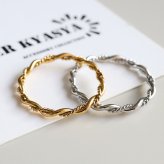 ステンレス ダブル ツイストリング ひねりリング 細身 個性的 ねじりリング ゴールド 18K GP シルバー レディース 女性 指輪 金属アレルギー対応