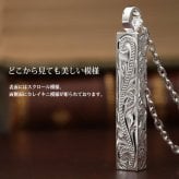 ハワイアンジュエリー シルバー ペアペンダントトップ 2個セット 刻印 無料 誕生石入れ可 ロングバー・スクロール模様が丁寧に彫刻 シルバー925 ネックレス チェーン別売 ペンダントヘッド カップル 夫婦 プレゼント ハロウィン 【品番：SP2956P】