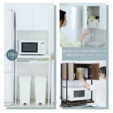 ゴミ箱上収納 キッチン 隙間収納 幅62 奥行40 高さ170 レンジ 台 炊飯器 食器 棚 ゴミ箱収納 扉付 木製 シンプル ホワイト ブラウン 天板は作業台としてもお使いいただけ ラック キッチンラック 扉付き スチール ごみ箱 ダストボックス 薄型