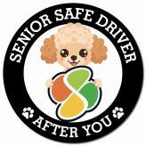 カーサイン 高齢者マーク SENIOR SAFE DRIVER チワプー マグネット 強力 直径13cm 肉球 日本製 車 ステッカー