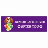 カーサイン 高齢者マーク SENIOR SAFE DRIVER キャバリアキングチャールズスパニエル ステッカー シール 長方形 20x6.7cm 肉球 日本製 車