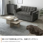 3WAYリクライニングソファベッド 幅135cm×奥行87cm×高さ77cm(座面高:44cm) 省スペース コンパクト 天然木 スチール ポリエステル ウレタンフォーム Sバネ 組立品 省スペースとお部屋でのくつろぎやすさを両立した アイボリー