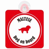 Maltese マルチーズ ホワイト＆レッド 車 窓ガラス 吸盤タイプ DOG IN CAR かっこいい おしゃれ 犬 シルエット アメ雑風 カラフル ドッグインカー ドッグオンボード 安全対策 セーフティサイン デコ 外出 ドライブ カーサイン 吸盤