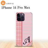 iPhone14 ProMax iPhone14 Pro Max スマホケース 背面ケースソフトケース チェック ボーダー 赤 +アルファベット 2022年 9月発売 nk-i14pm-tp1606i