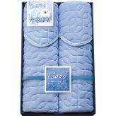 冷感敷パット2枚セット [26-7558-041] RK-1008 敷きパッド ｜ ひんやり ナイロン混 四隅バンド ｜ 内祝い 暑さ対策 節電 ペア ｜ 化粧箱入 洗濯機可