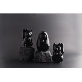 【縁起物×天然石】Jeramic開運招福セット / 招き猫×だるま / 黒 / 3体セット / ギフトボックス付き / 瀬戸焼 置物【送料無料（北海道・沖縄を除く）】