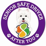 カーサイン 高齢者マーク SENIOR SAFE DRIVER ウエストハイランドホワイトテリア マグネット 強力 直径13cm 肉球 日本製 車 ステッカー