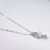 シルバー本真珠 ペンダント ブルーCZ入り 流れるラインパールネックレス6月の誕生石 6月誕生石【送料無料】【レディース,激安,特価,通販】