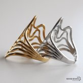 ステンレス ニュアンスリング ごつめ 不規則 多重ライン メタルリング オープンリング ワイドリング ゴールド シルバー 指輪 太め 大きめ 存在感 お洒落 幾何学 個性的 プチプラ ウェーブ レディース 女性 金属アレルギー対応