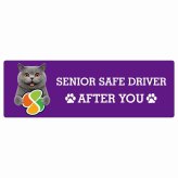 カーサイン 高齢者マーク SENIOR SAFE DRIVER ブリティッシュショートヘア ステッカー シール 長方形 15x5cm 肉球 日本製 車