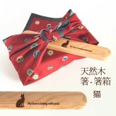【お名入れ可能】Fave 猫 黒ネコ 木の箸・箸箱 21cm 19cm 天然木 ヘムロック 箸 箸箱 お弁当 オリジナル ペット 動物 アニマル クリスマス