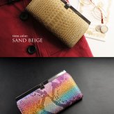 ダイヤモンド パイソン 口金 長財布 レディース 本革 スペイン レザー クラッチ財布 全18色 小銭入れ付き ゴールド 女性 パイソン柄 金運 開運 財布 大きめ 春財布 ギフト プレゼント 4FA (06001251r)