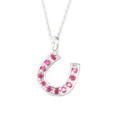 ホースシューネックレス ルビー シルバー925 【刻印無料】 ホースシュー 馬蹄 馬蹄型 蹄鉄 ネックレス ペンダント シルバーアクセサリー レディース クリスマス 誕生日 プレゼント ハンドメイド 手作り 彫金 ジュエリーボックス 箱 Grand Galleria グランドガレリア
