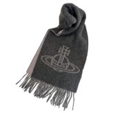 ヴィヴィアンウエストウッド マフラー Vivienne Westwood 81030006 W01MK P410 Double Face Scarf ANTHRACITE グレー リバーシブル ビッグオーブロゴ