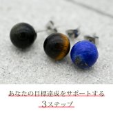 天然石 ピアス ラピスラズリ タイガーアイ オブシディアン【Auruna】 丸玉 10mm つけっぱなし 金属アレルギー対応 ステンレス パワーストーン
