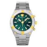 ヴェルサーチェ 腕時計 メンズ グリーン シルバー ゴールド クロノグラフ 46mm VERSACE SPORTY GRECA スポーティ グレカ スイス製 メンズ腕時計 高級 ブランド おしゃれ プレゼント ギフト 卒業 入学 お祝い