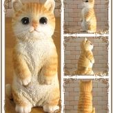 猫　置物 リアル　シンお願いキャット　４　チャトラ　ネコ　動物オブジェ　ガーデン　オーナメント　店舗　カウンター　装飾　オブジェ　インテリア　玄関先　庭　ねこ好きさん人気ギフト　動物人気ギフト　クリスマスプレゼント　お誕生日祝い　母の日人気　父の日人気　敬老の日人気