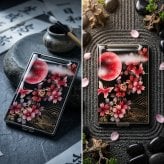 コンパクトミラー『井』名入れ 送料無料 和柄 和風 和モダン 和雑貨 和小物 手鏡 折りたたみ 桜 伝統工芸 職人 手作り ハンドメイド 記念日 プレゼント ギフト