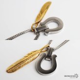ステンレス 馬蹄ネックレス フェザーネックレス ペンダント ホースシュー メタル 羽根 ダブル喜平 細身 シンプル シルバー ネイティブ お洒落 かっこいい メンズ 男性 金属アレルギー対応