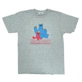 セサミストリート エルモ×クッキーモンスター ユニセックスTシャツ(S) フロッキーカラー グレー アパレル