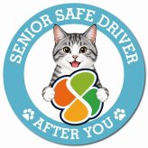 カーサイン 高齢者マーク SENIOR SAFE DRIVER サバ白 マグネット 強力 直径13cm 肉球 日本製 車 ステッカー