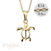 ゴールド ネックレス ハワイアンジュエリー ネックレス ホヌ イエローゴールド ネックレス 幸せを運ぶ ホヌ Sサイズ 14K K14イエローゴールド 14k k14カットあずきチェーン太0.9mm ギフトラッピング可能 プレゼント ハロウィン 【品番：CG-GP116-CH123】