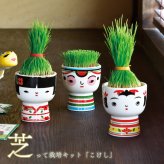 芝って栽培キット KOKESHI（こけし） おかっぱ おちょぼ ぼうず 植物 グリーン 和風 スターターセット オブジェ 置物 おしゃれ インテリア 雑貨 ギフト プレゼント 男性 女性 誕生日 ラッピング対応 無料ラッピング