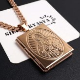 ステンレス ロケットネックレス HIPHOP 喜平チェーンネックレス ロケットペンダント マリアネックレス 写真 記念 思い出 50cm 60cm ピンク 聖母 6面カット メンズ 男性 金属アレルギー対応