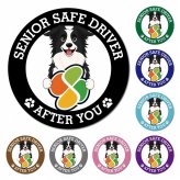 カーサイン 高齢者マーク SENIOR SAFE DRIVER ボーダーコリー マグネット 強力 直径13cm 肉球 日本製 車 ステッカー