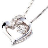 ダイヤモンド ネックレス 一粒 K18 ホワイトゴールド 0.1ct ダンシングストーン ハート ペンダント 天然ダイヤ 揺れる 宝石 鑑別書付 アクセサリー レディース