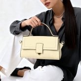 ハンドバッグ レディース かぶせ 牛革 本革 シボ ショルダーベルト 2way B6 横向き 上品 通勤 フォーマル オケージョン 小さめ きれいめ 斜めがけ 肩掛け バッグ HALEINE アレンヌ セレモニー 入学式 卒業式 結婚式 お呼ばれ 4F 4FB (07000404r)